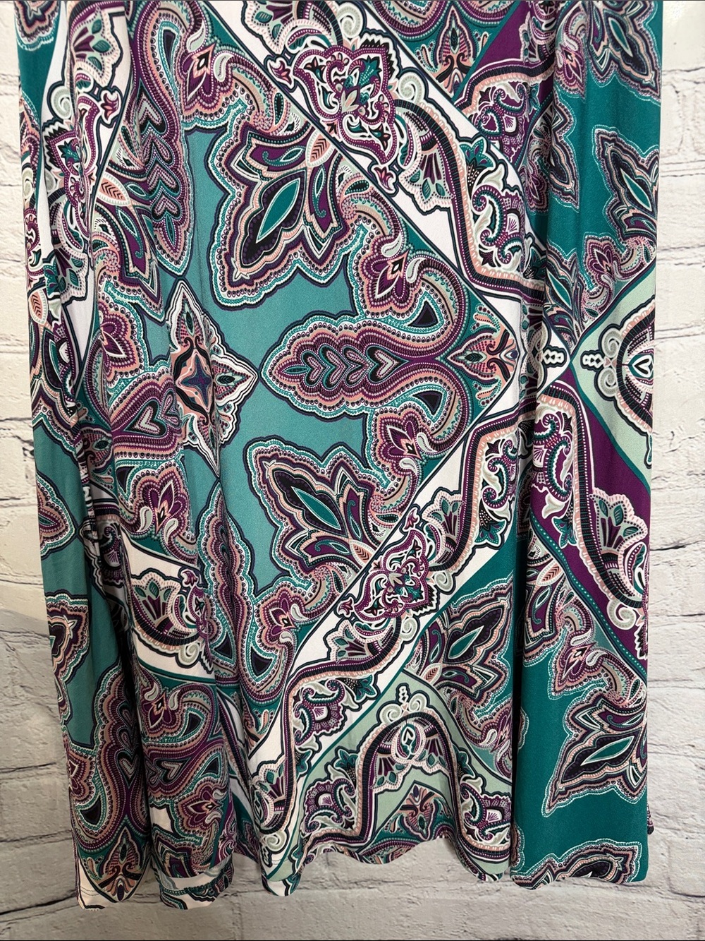 Chico’s Teal & Purple Paisley Maxi Skirt Size X-Large Excellent Condition - Picture 7 of 12